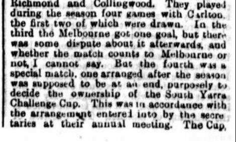 Melbourne, Sth Yarra Football clubs 1871