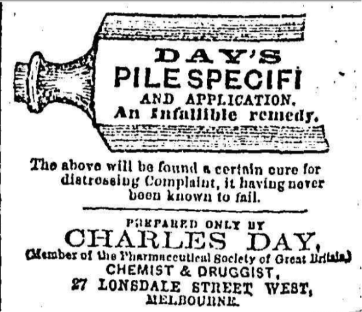 Charles Day Medicine for Piles 1864