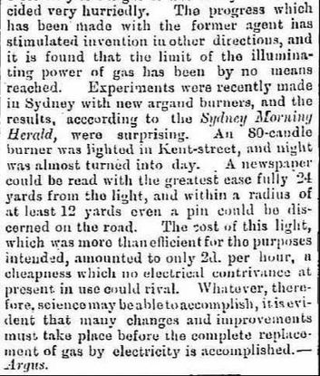 Gas v Electric light 1879
