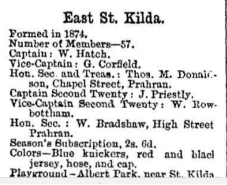 East St. Kilda Junior football club 1880