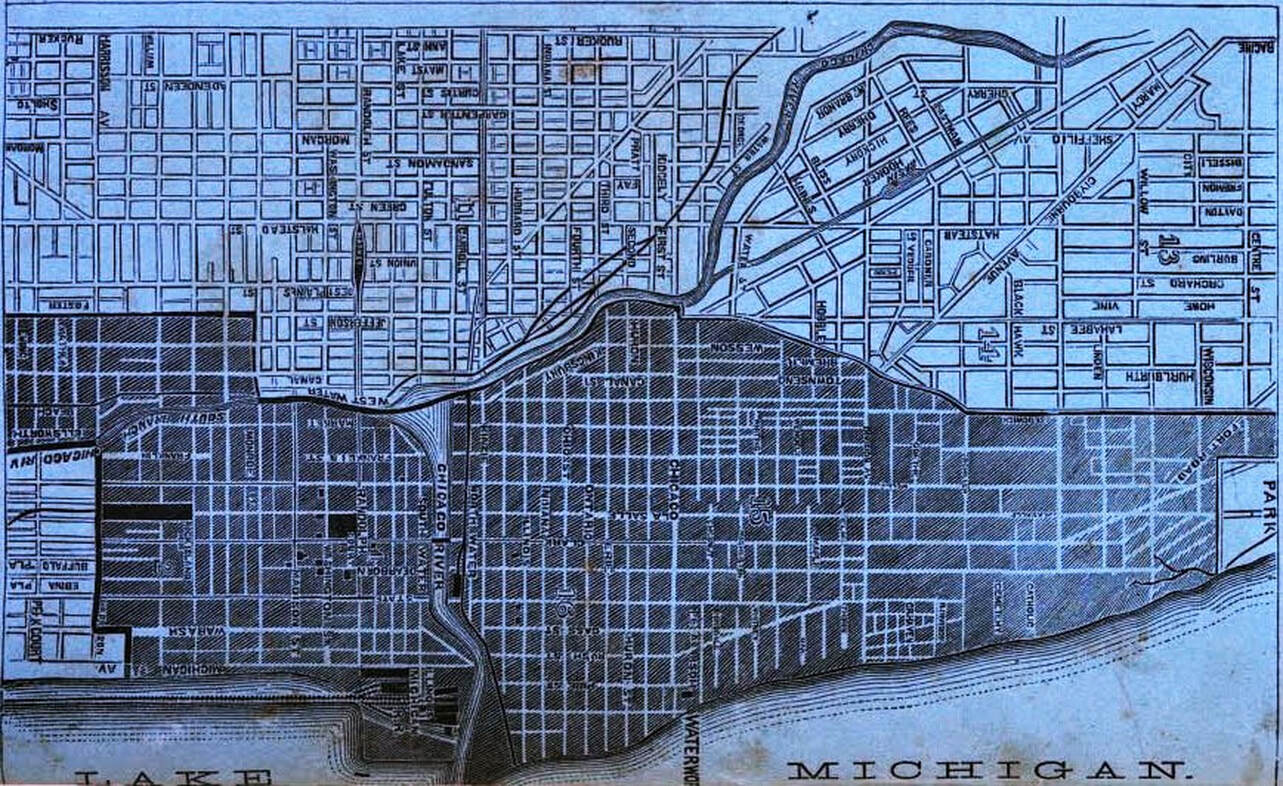 Coverage of area burnt during the Great fire of Chicago 1871