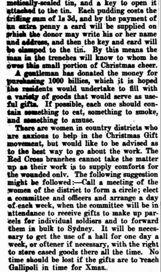 Christmas gifts for Soldiers 1915