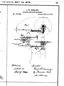 Knitting machine 1876 patent