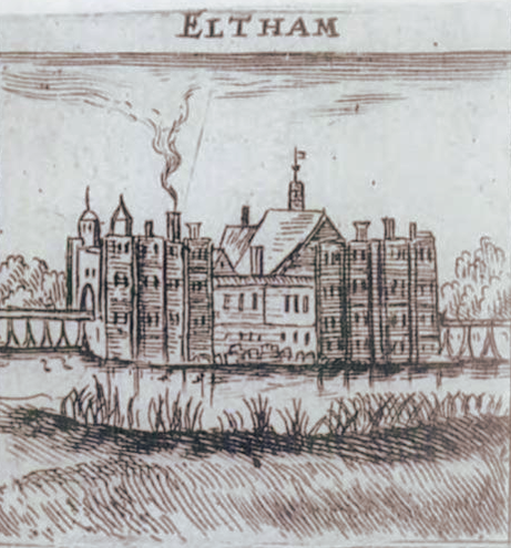 Eltham Palace Royal Lodgings, sketch by Peter Stent c1653 