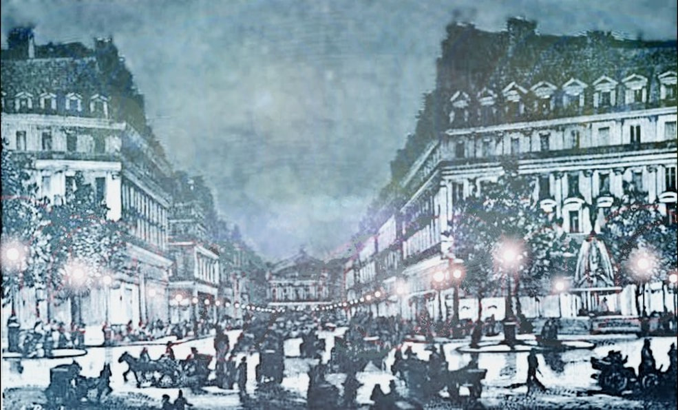 Avenue de l'Opera and the Place de l'Opera Arc Lights 1878