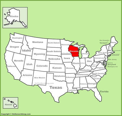 Map of USA featuring Wisconsin
