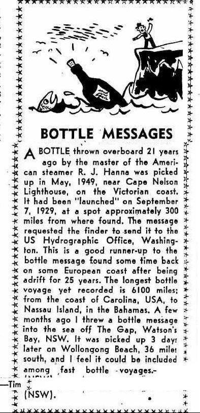 Message in a bottle 1950
