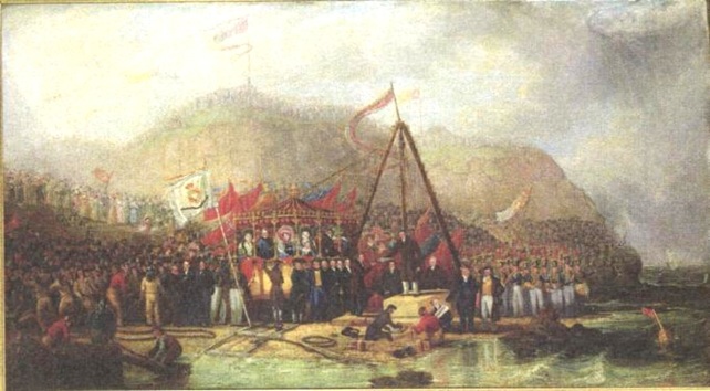 laying of the foundation stone of Seaham Harbour, by Robert Mackreth (1766 - 1860)